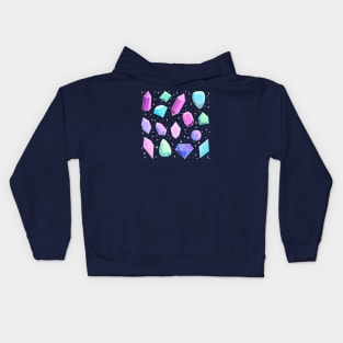 Cute colorful magical crystals and gems illustration Kids Hoodie